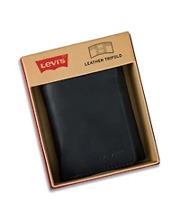 Levi's Men's Rfid Genuine Leather Trifold Wallet with Hidden Zipper Pocket
