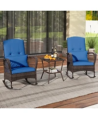 Gouun 3 Pieces Rocking Bistro Set with 2-Tier Table