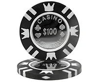 Slickblue Poker Chips with Coin Metal Inlay - 25-Pack, $100 Denomination for Casino-Style Games