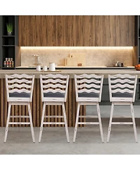 Gouun 360° Swivel Bar Stools with Rubber Wood Frame and Ergonomic Backrest and Footrest-29 inches