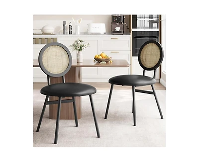 gaomon Dining Chairs Set of 2, Kitchen Chairs with Thicken Upholstered, Modern Black Dining Room Chairs Set of 2, Space Saving Dining Chairs with Meta