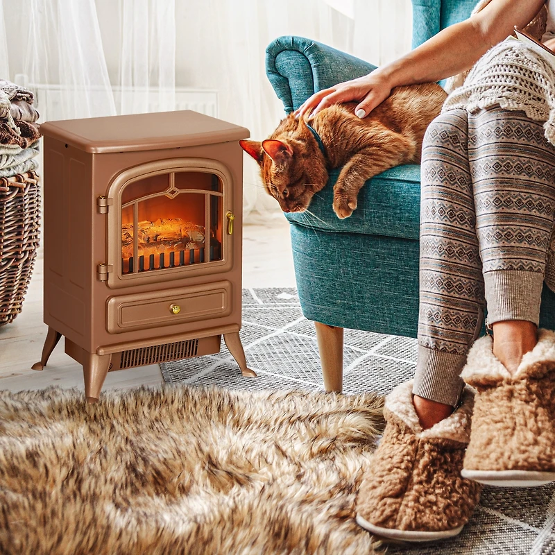 Homcom Electric Fireplace Heater with Realistic Led Flames