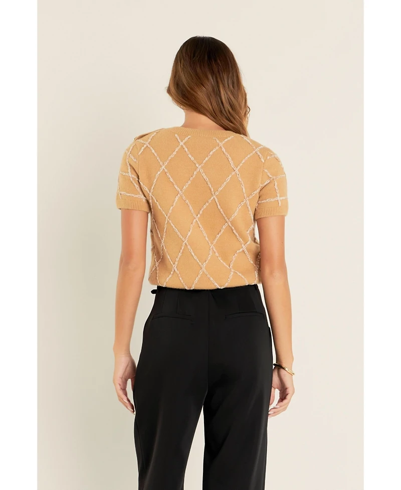 endless rose Women's Diamond Pattern Knit
