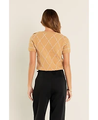 endless rose Women's Diamond Pattern Knit