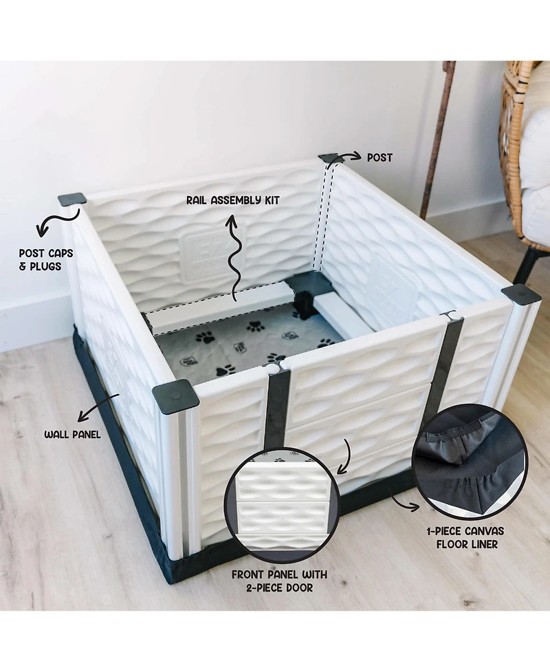 EZwhelp EZclassic 28" x 28" Puppy Dog Whelping Box Playpen w/Rails & Liner, Gray