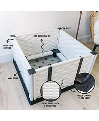 EZwhelp EZclassic 28" x 28" Puppy Dog Whelping Box Playpen w/Rails & Liner, Gray