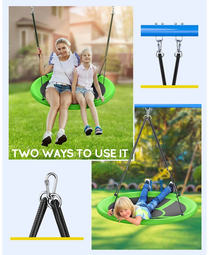 Everyfun 43" Saucer Tree Swing for Kids Adult, Waterproof Flying with Adjustable Hanging Straps, Seats Backyard Outdoor Indoor
