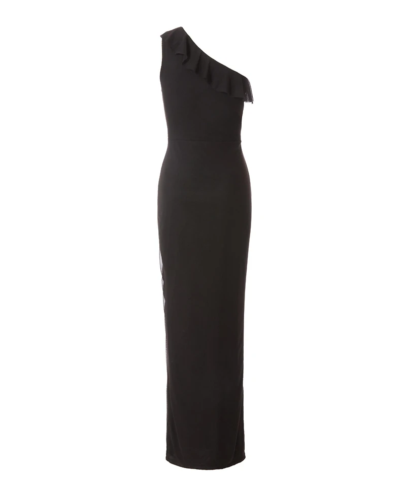 Quiz Women's Mesh Frill Detail One Shoulder Maxi Dress