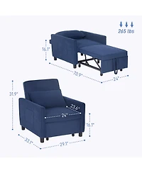 Homcom 3-in-1 Convertible Chair Bed, Adjustable Sleeper Chair,