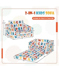 Gouun 2-in-1 Convertible Kids Sofa with Velvet Fabric