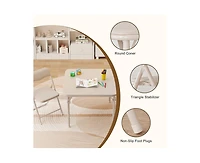 Boys and Girls Folding Table and Chairs Set of 3, Portable Table and Chair with Pu Soft Cushion, No Installation Required, Suitable for Eating