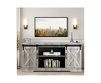 gaomon Farmhouse Tv Stand for 65 Inch Tv Entertainment Center Tv Media Console Cabinet, Tv Stand with Storage, Barn Doors and Shelves