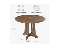 gaomon 47 Inches Wood Round Dining Table, Round Dining Table for 4, Round Kitchen Table, Farmhouse Dinner Table with Wooden Top and Sturty Legs for Di