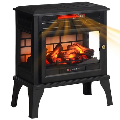 Homcom 24" Freesding Electric Fireplace Stove w/ Realistic Flame