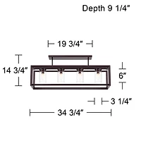 Franklin Iron Works Ketler 34 3/4" Modern Semi Flush-Mount Ceiling Light Fixture Kitchen Linear 4-Light Brown Oiled Bronze Finish