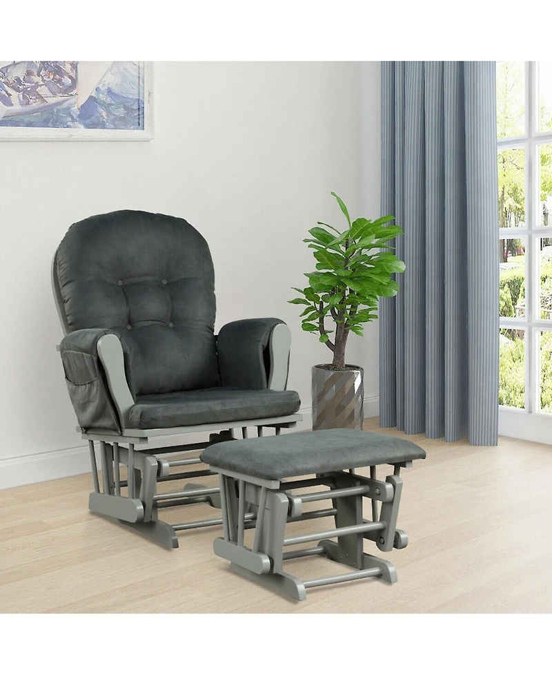 Gymax Baby Nursery Relax Rocker Rocking Chair Glider & Ottoman Set w/ Cushion