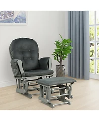Gymax Baby Nursery Relax Rocker Rocking Chair Glider & Ottoman Set w/ Cushion