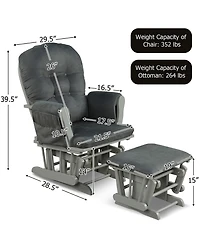 Gymax Baby Nursery Relax Rocker Rocking Chair Glider & Ottoman Set w/ Cushion