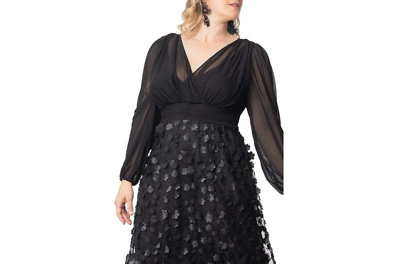 Kiyonna Plus Size Blossoming Beauty Mesh Evening Gown