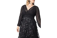 Kiyonna Plus Size Blossoming Beauty Mesh Evening Gown