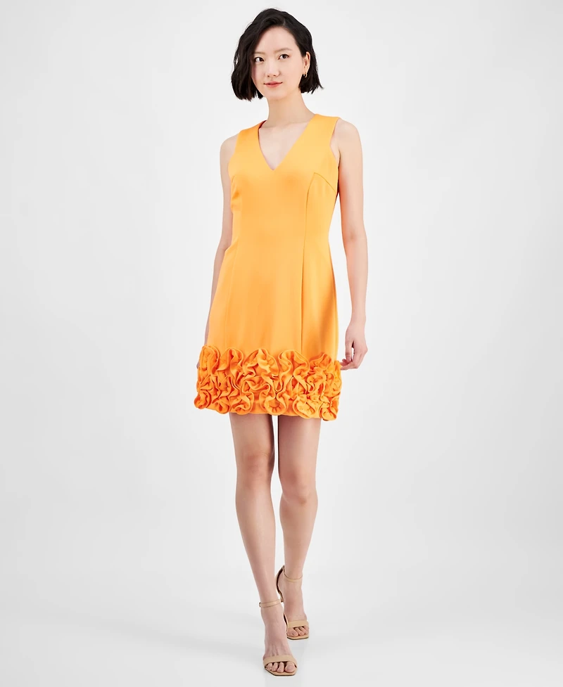 Donna Ricco Ruffle-Hem Sheath Dress