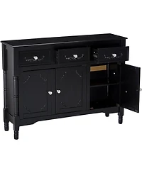 Kings Brand Furniture Wood Console Sideboard Table with Drawers and Storage, Black Finish