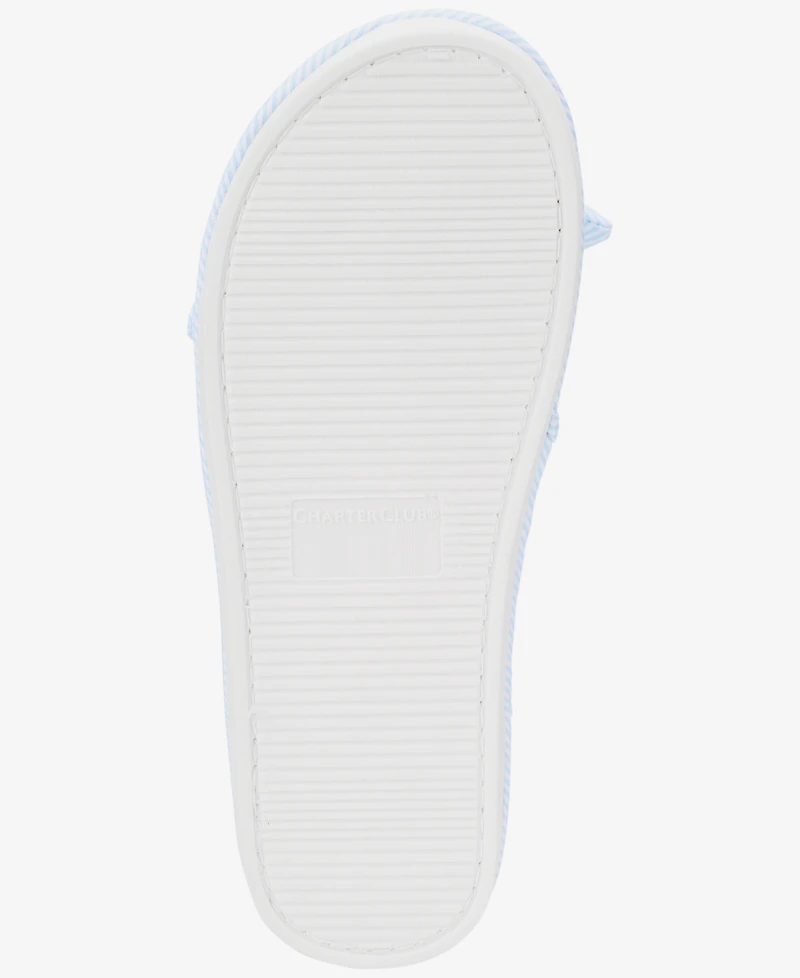 Charter Club Women's Striped Bow Slide Slippers, Exclusively at Macy's