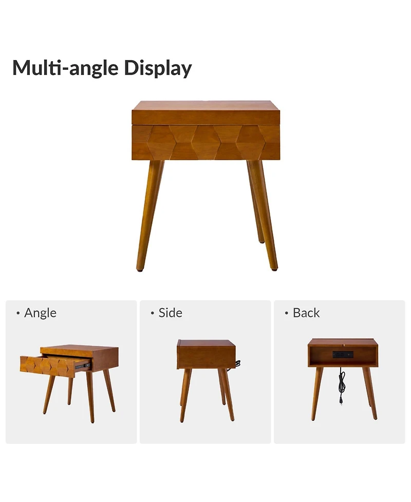 Hulala Home Jacob Mid-Century Modern End Table with Flared Legs