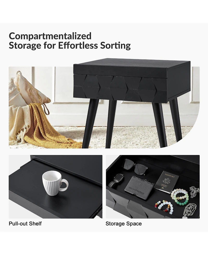 Hulala Home Jacob Mid-Century Modern End Table with Flared Legs