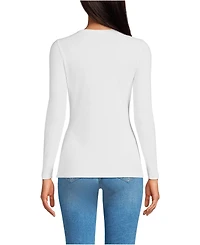 Lands' End Women's Petite Long Sleeve Micro Rib T-Shirt