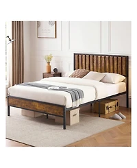 gaomon Bed Frame With Headboard And Footboard, Metal Bed Frame With 14 Heavy Duty Steel Slats, Metal Full Bed Frame, Under-Bed Storage