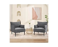 gaomon Mid Century Accent Chair, Comfy Living Room Chair Armchair Grey Fabric Sofa Chair for Bedroom, Modern Accent Chair with Arms and Metal Legs for