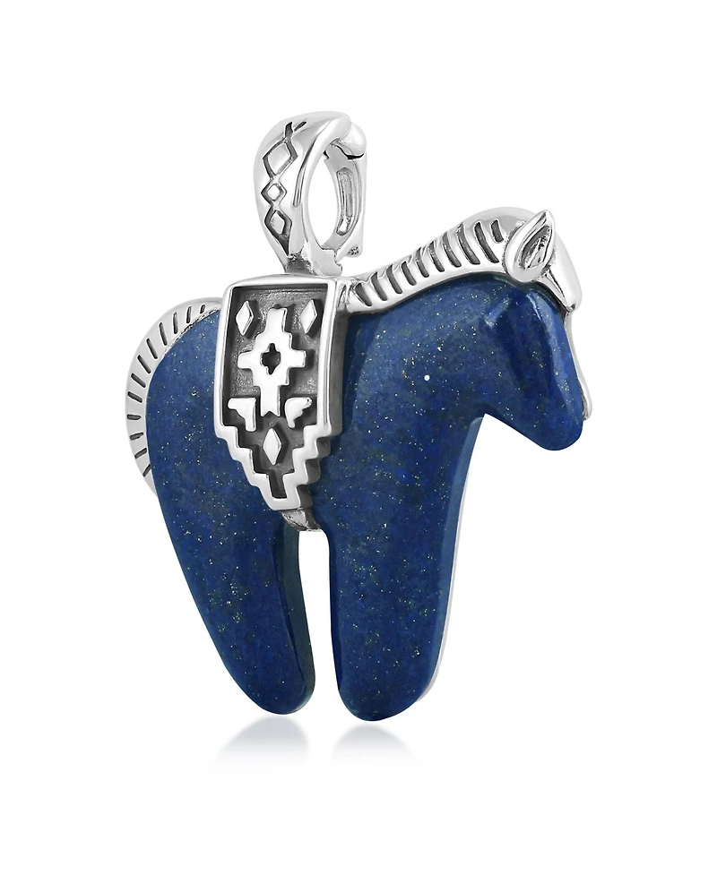 American West Jewelry Sterling Silver Lapis Gemstone Spirit Horse Pendant Enhancer