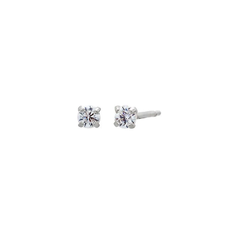Solitaire Stud Earring 14K - 14k white gold