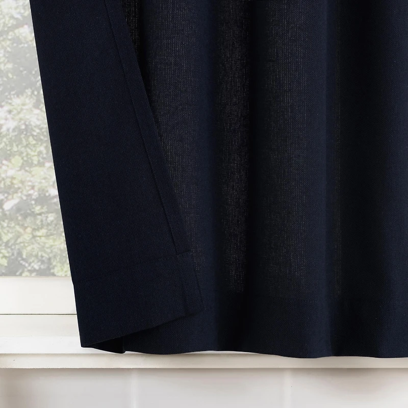 Cotton Blend Button Tab Top Cafe Curtain Pair