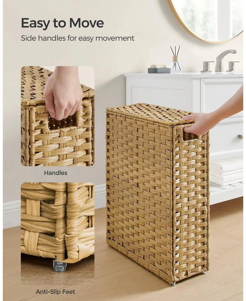 Slickblue Slim Laundry Hamper with Lid Compact and Stylish for Efficient Laundry Storage