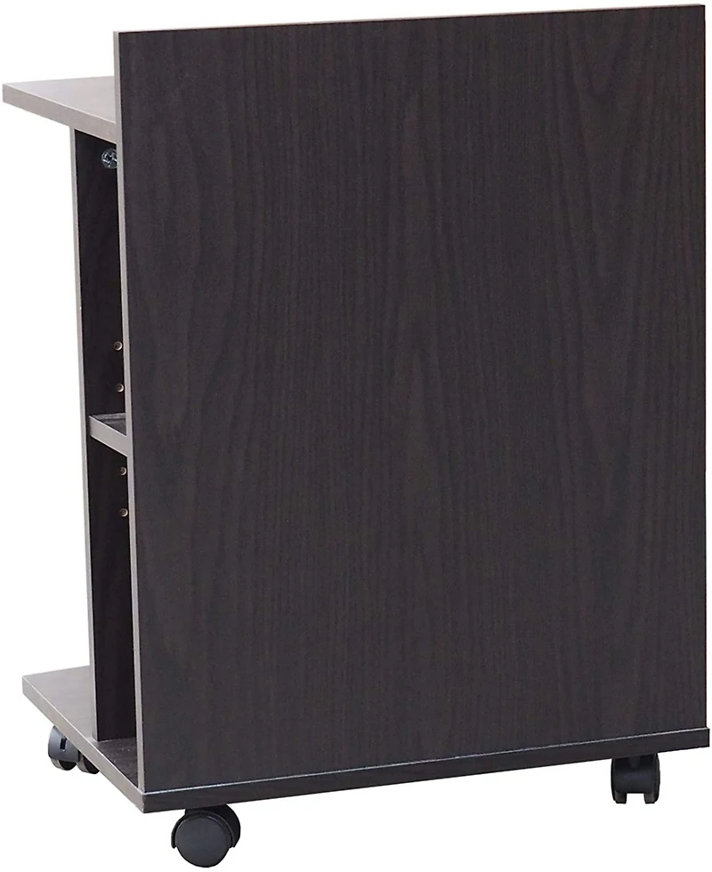 Kings Brand Furniture - Farrell Snack Side End Table with Storage Shelves and Wheels, Chocolate
