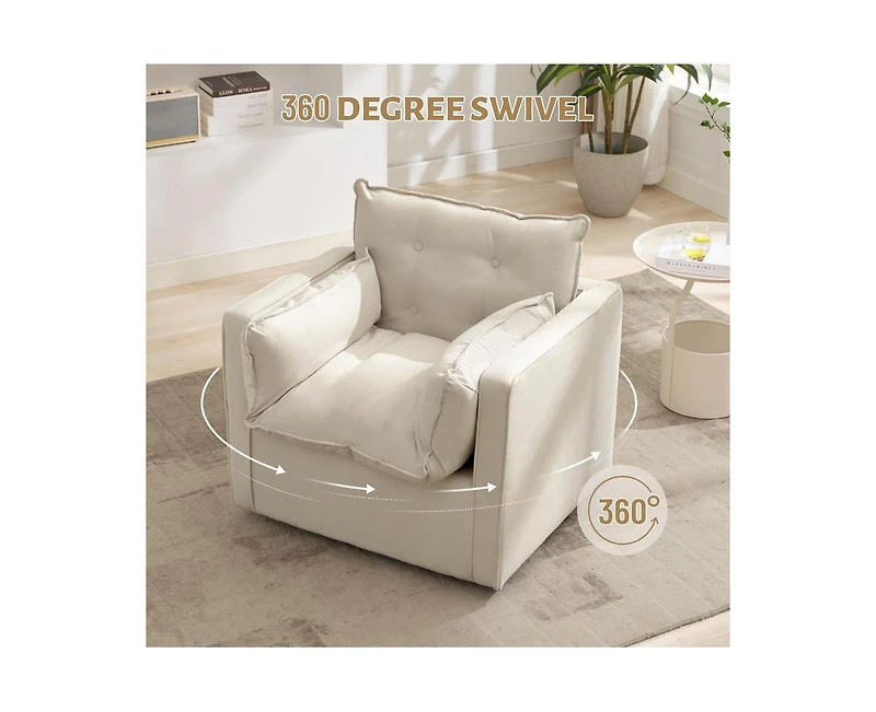 gaomon Swivel Accent Chair, Mid Century Modern Arm Chair for Living Room, Comfy Single Sofa Chair Reading Sofa with Solid Metal Base, Accent Armchair