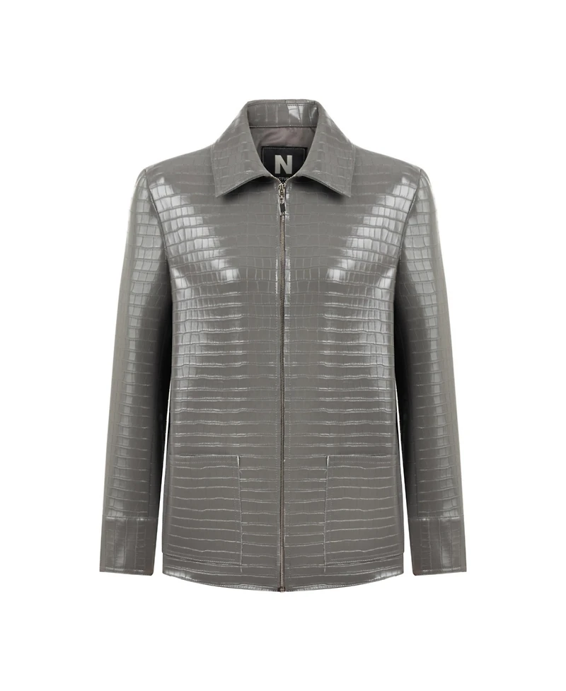 Nocturne Women's Shirt Collar Faux Leather Jacket