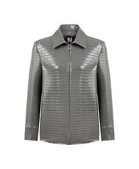 Nocturne Women's Shirt Collar Faux Leather Jacket