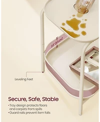 2-Tier Side Table – Outdoor Accent End Table, Metal Coffee with Tray Storage, Small Sofa Modern Nightstand for Living Room & Bedroom