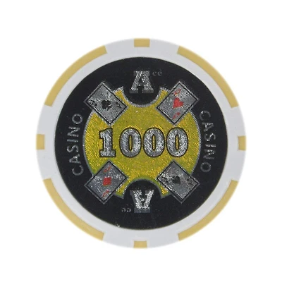 Slickblue Ace Casino Poker Chips (25-Pack) – Clay Composite, $1000 Value for Professional Play