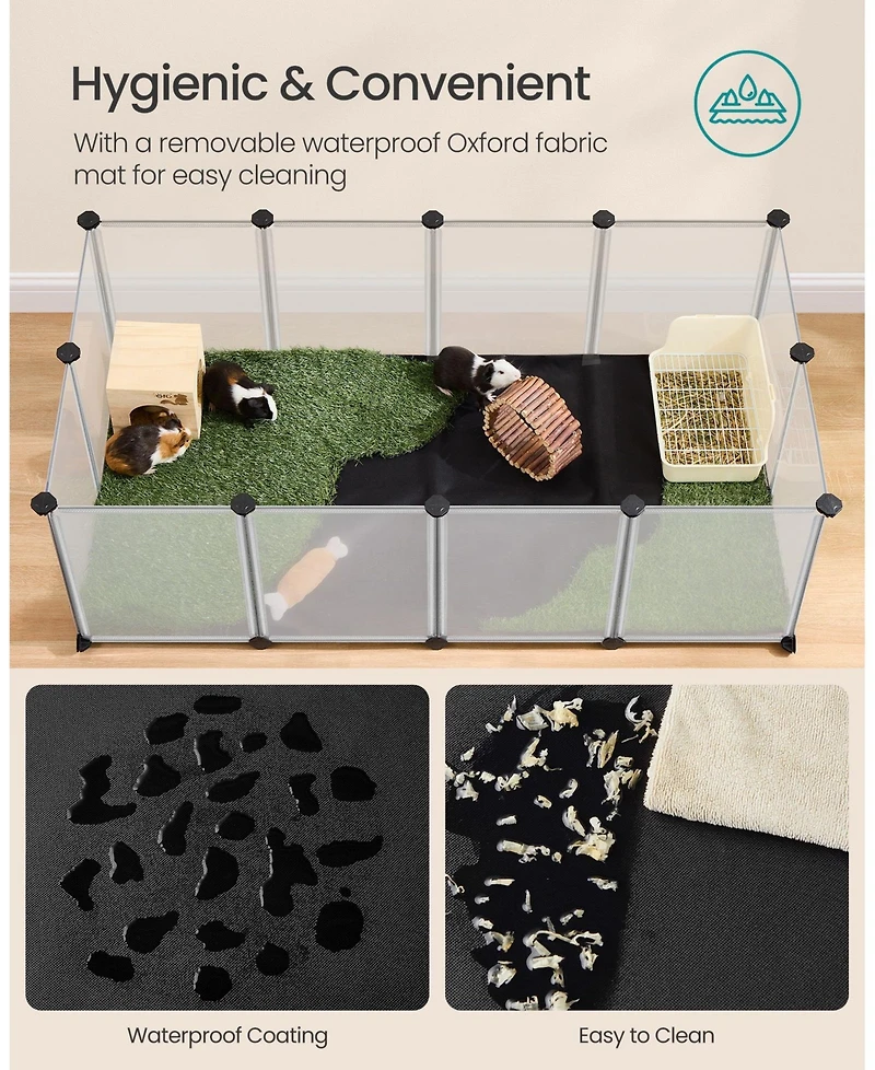 Slickblue Portable Pet Playpen with Floor and Removable Oxford Fabric Mat for Indoor & Outdoor Use