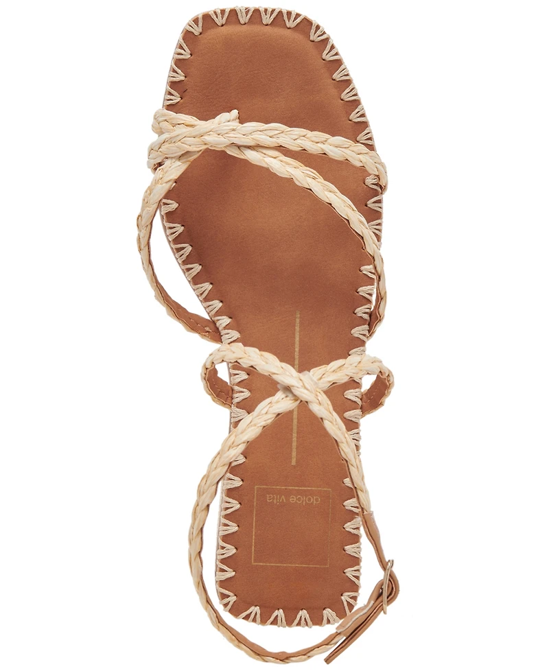 Dolce Vita Women's Brinn Ankle-Strap Strappy Whipstitch Block-Heel Sandals