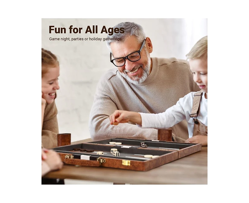 ropoda Backgammon Board Game Set (15 Inches) for Adults and Kids - Classic Board Strategy Game