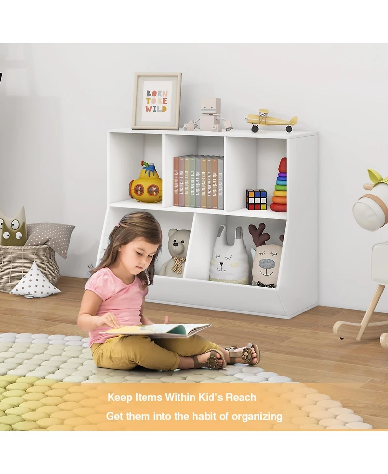 Gouun 5-Cube Wooden Kids Toy Storage Organizer with Anti-Tipping Kits