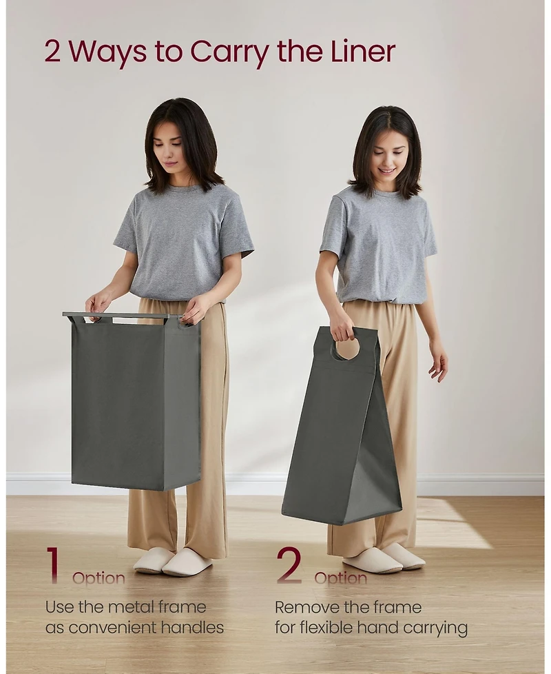 Slickblue Laundry Hamper with Top Shelf, Pull-Out Bags & Metal Frame, 2 Removable Oxford Fabric Baskets