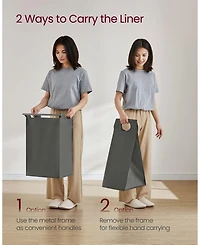 Slickblue Laundry Hamper with Top Shelf, Pull-Out Bags & Metal Frame, 2 Removable Oxford Fabric Baskets