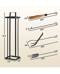 Outsunny 5 Piece Fireplace Tools Set w/ Sd for Indoor or Outdoor,