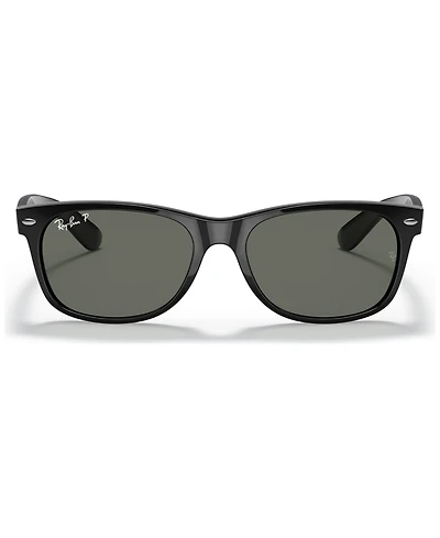 Ray-Ban Unisex Polarized Low Bridge Fit Sunglasses, RB2132F New Wayfarer Classic 55